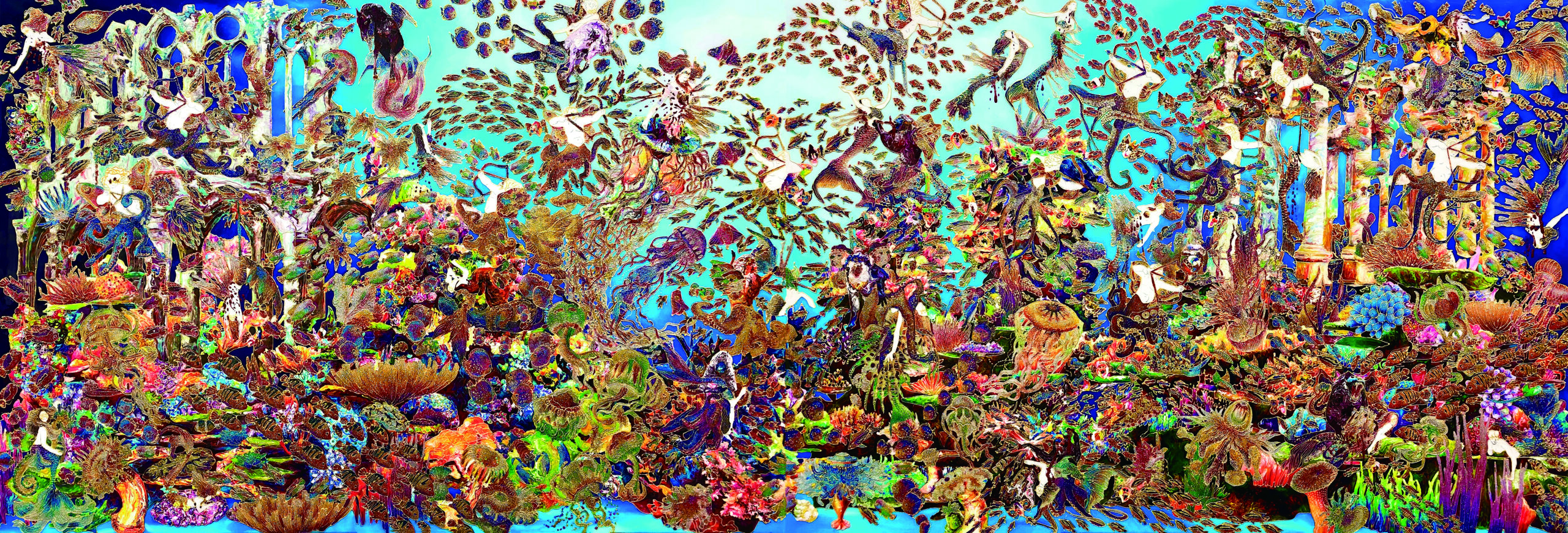 MERMAID – P5001A,B 2020 Mixed media on canvas 80.3×233.4cm